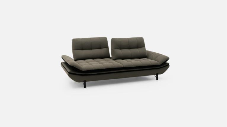 3-seater sofa in grey 3D fabric WAFFLE