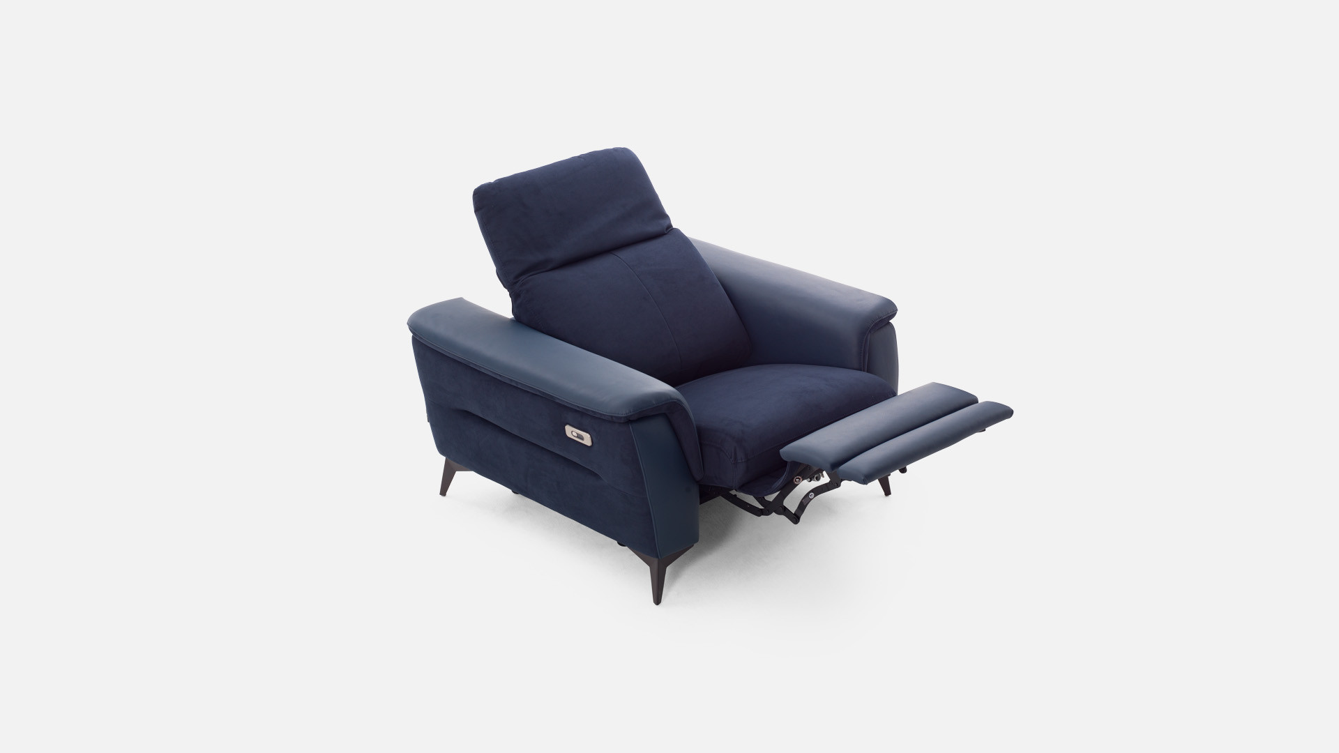 Fauteuil relax en tissu et cuir bleu confort ASTANA