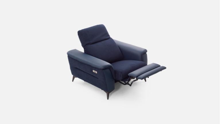 ASTANA recliner in fabric and blue comfort leather