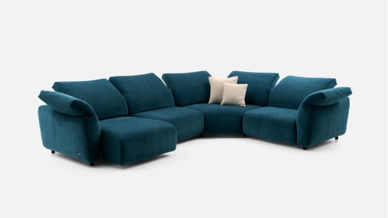 TOKYO blue fabric corner recliner sofa