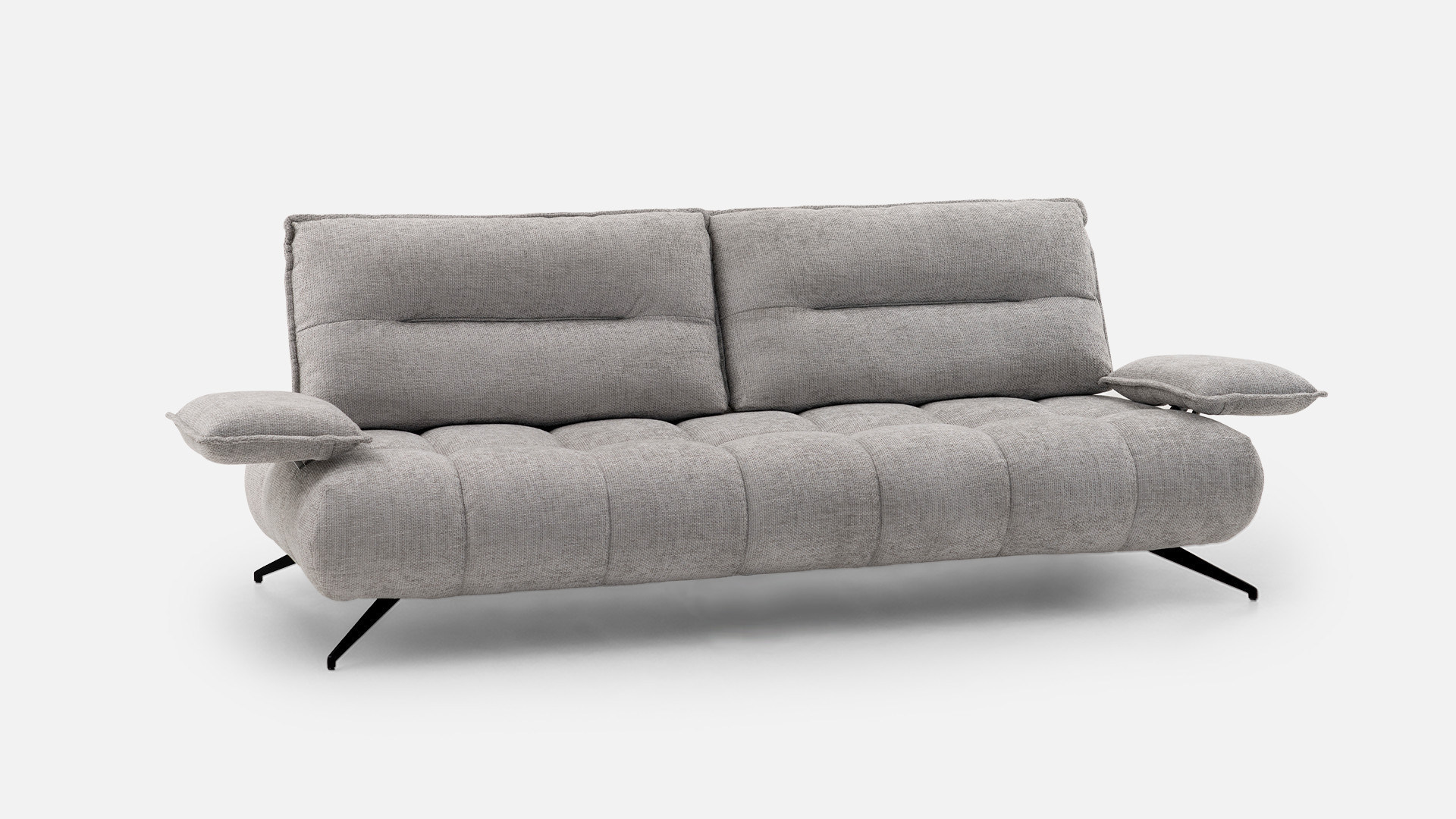 3-seater sofa in OTTO grey fabric with reclining backrest and adjustable armrests