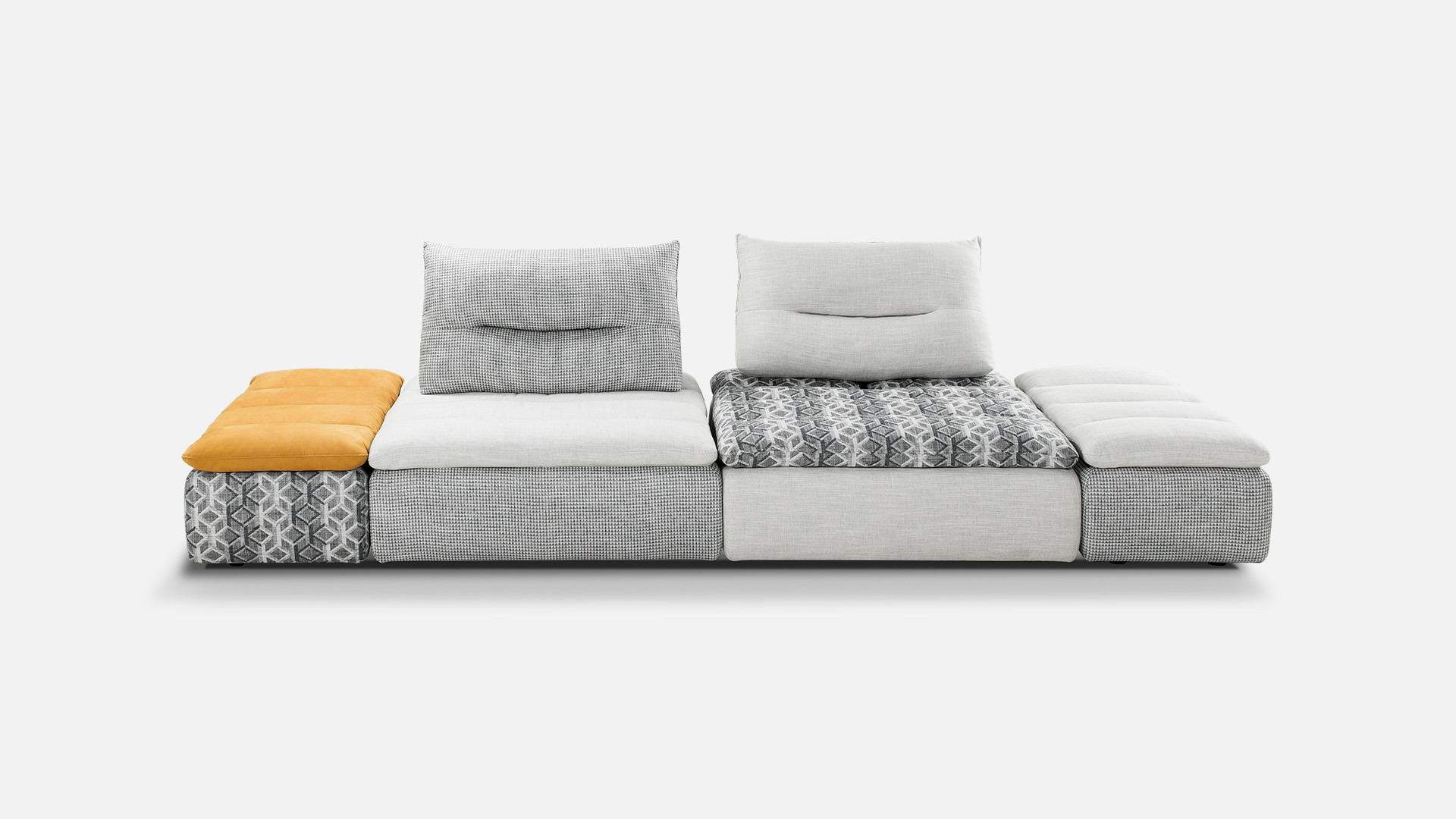 BYBLOS modules - with or without storage box. Soft poufs with quilted cushions