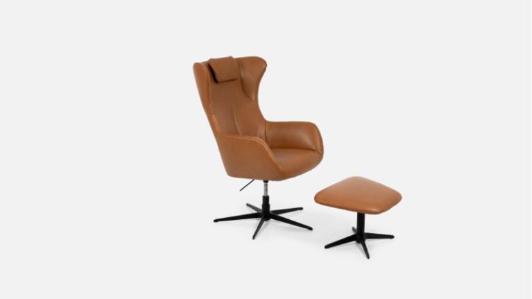 DEXTER leather swivel armchair | Comfort and elegance