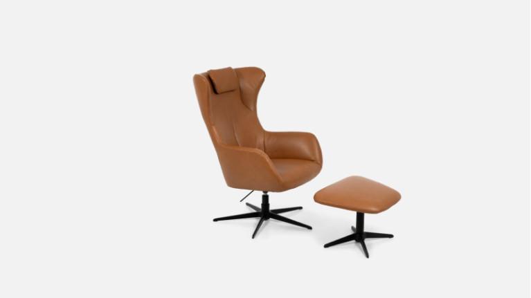 DEXTER leather swivel armchair | Comfort and elegance