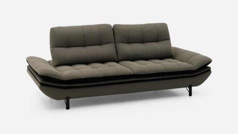 3-seater sofa in grey 3D fabric WAFFLE