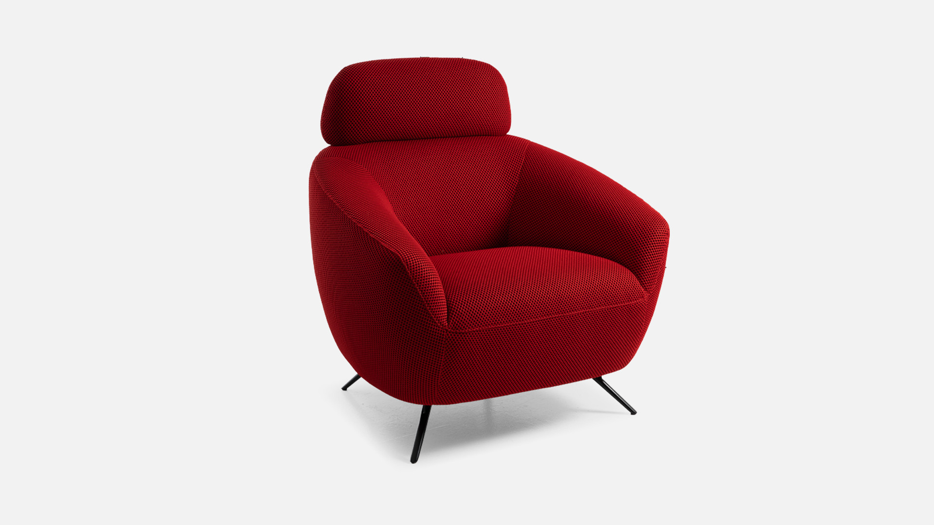 Armchair with headrest in red 3D fabric CASSANDRA