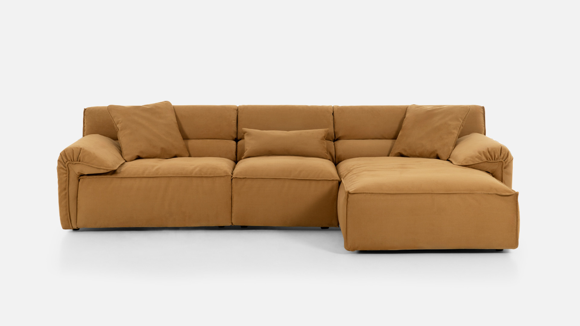 Canapé d'angle modulable tissu effet nubuck marron VOLA