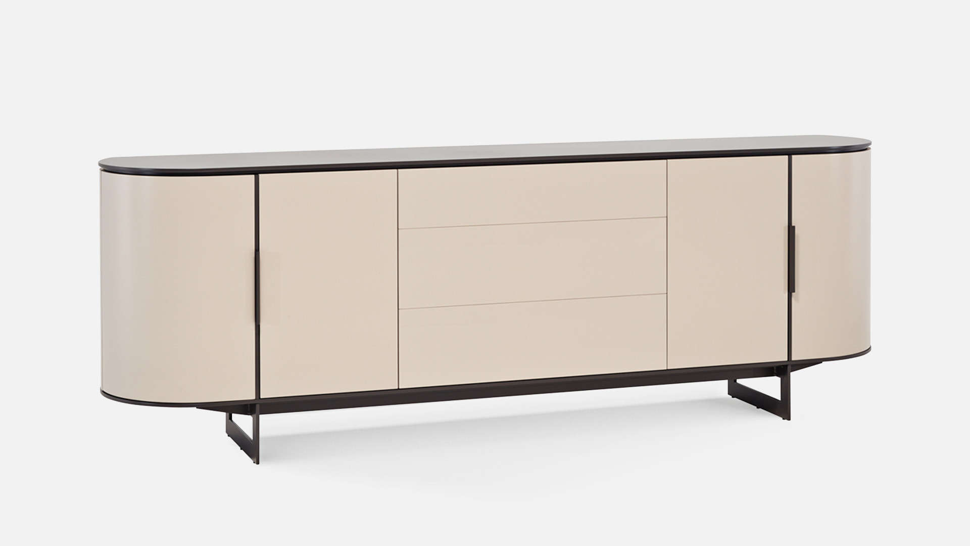 CIRCUS Sideboard - This generously-sized sideboard features flowing shapes punctuated by half-moon corners.