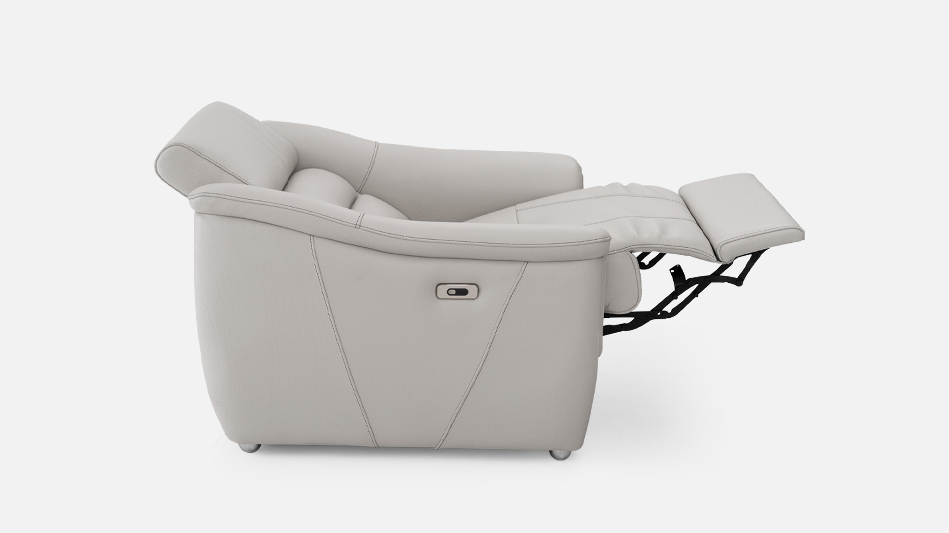 Grey leather electric recliner WINSTON