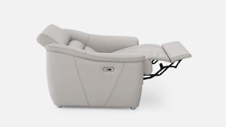 Grey leather electric recliner WINSTON