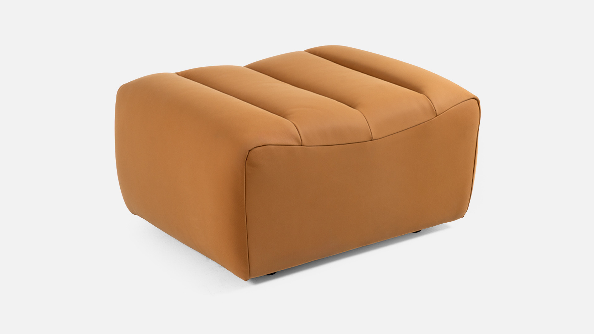 ochre leather pouffe LOTUS