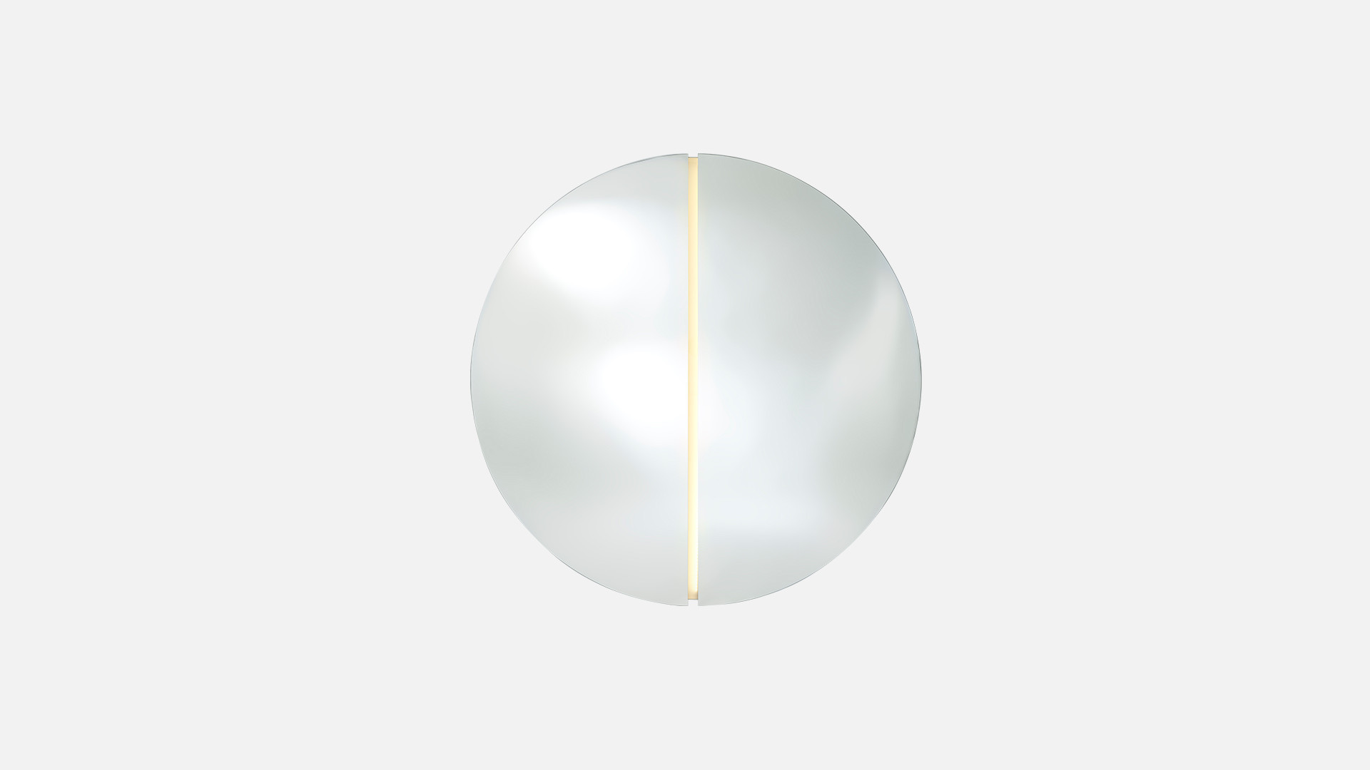 LUNA consists of 2 half-moon mirrors separated by a strip of light or black glass.