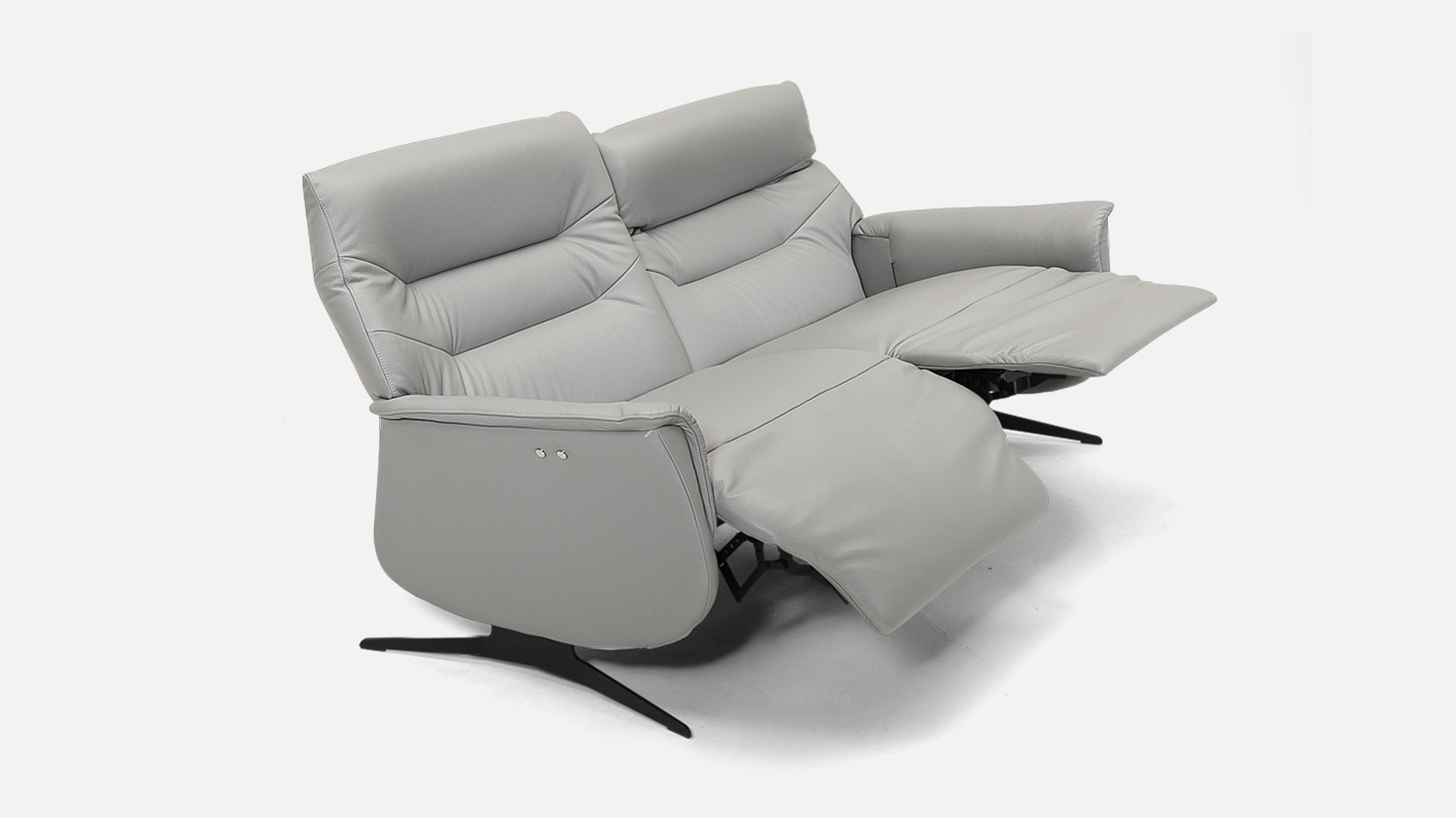 ATHENA grey leather 3-seater electric recliner sofa