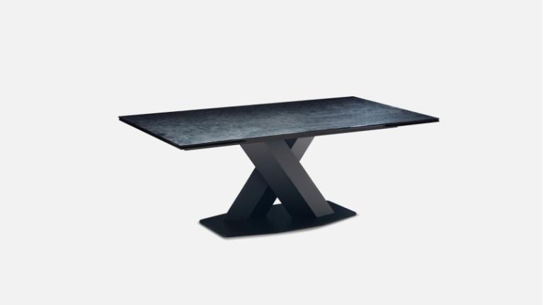 Extendable dining table with fused glass top X FACTOR