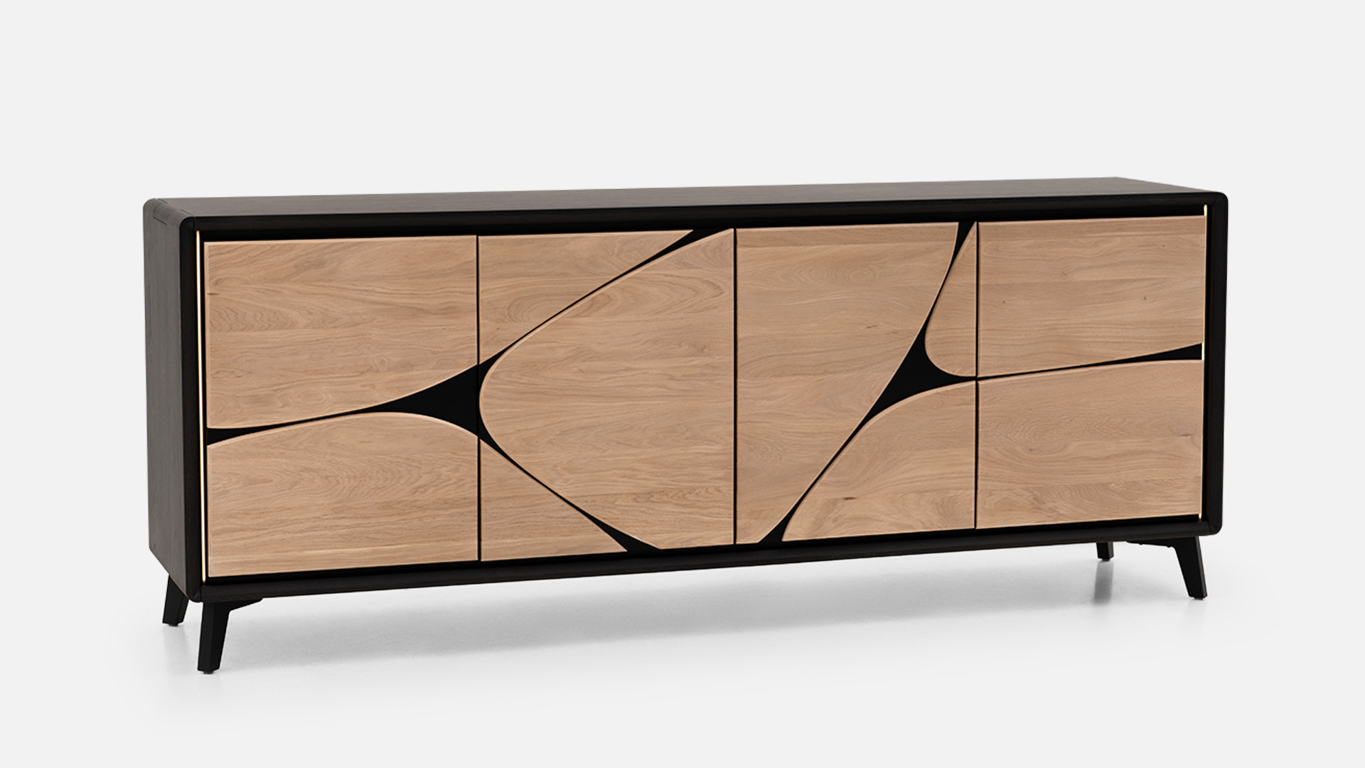 4-door sideboard in carbon oak FRANCE | Savoir-faire artisanale