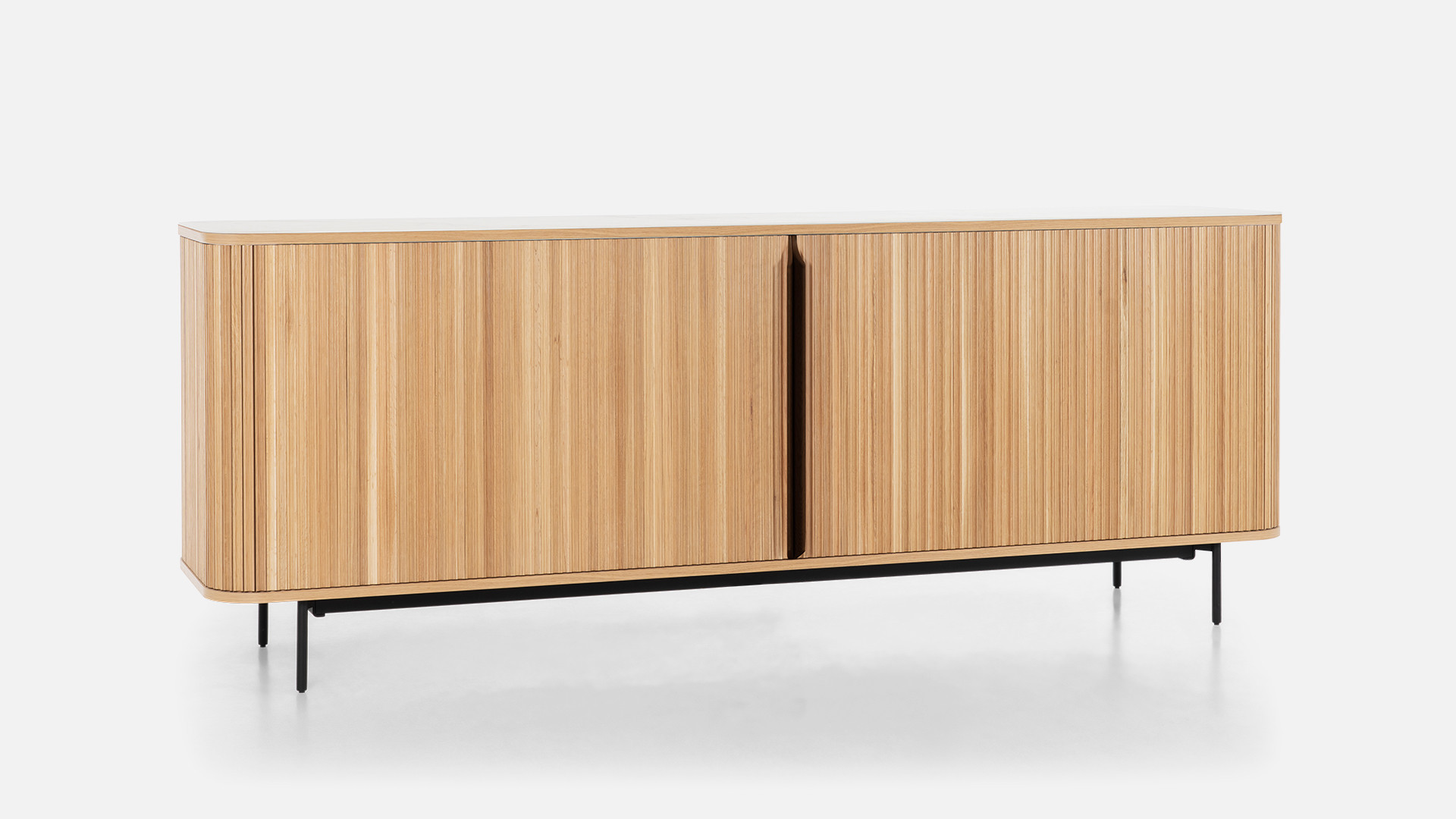 Light wood sideboard with 2 sliding doors CANNELE
