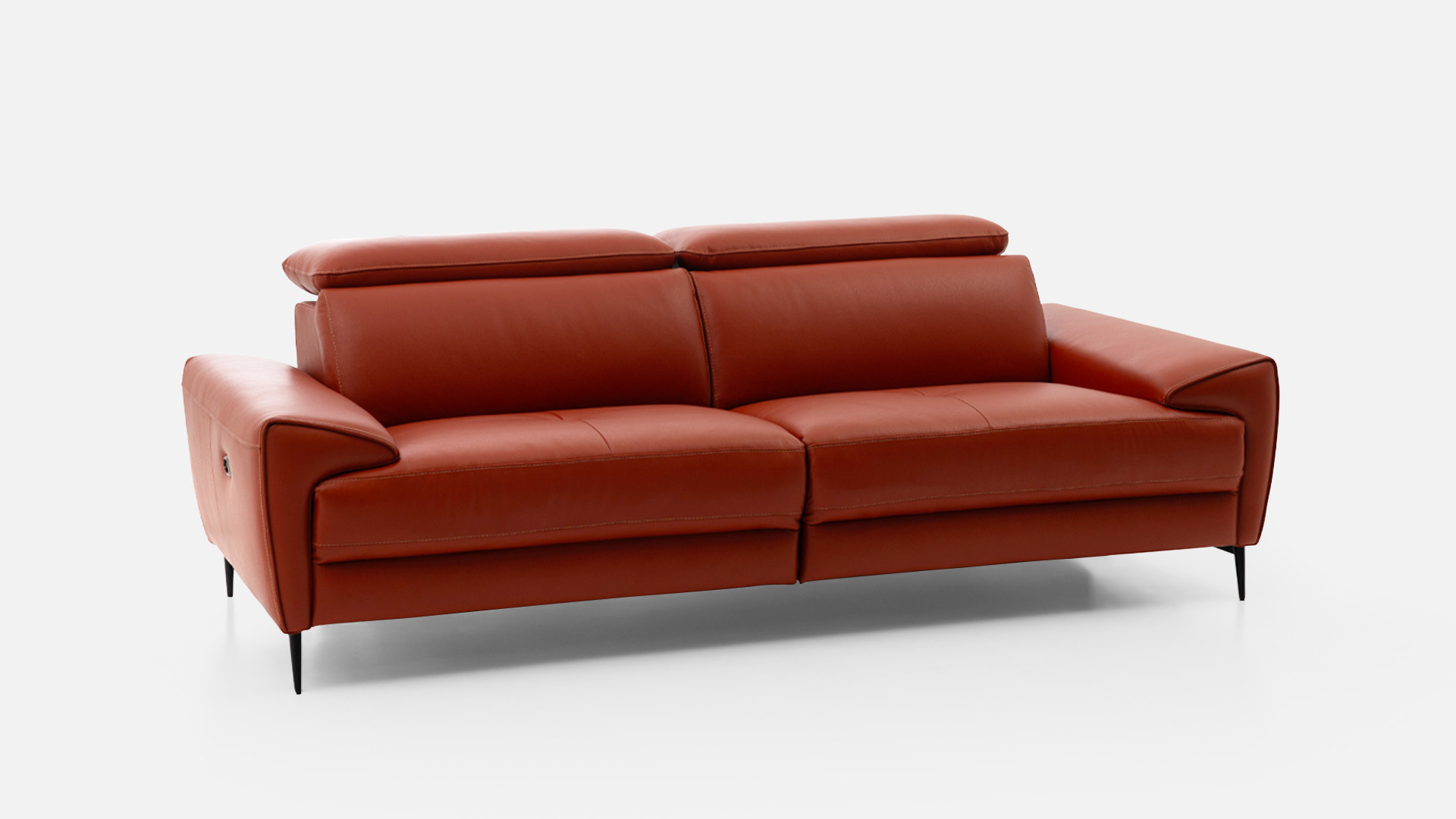 MONTANA red leather recliner sofa with flip-up headrests