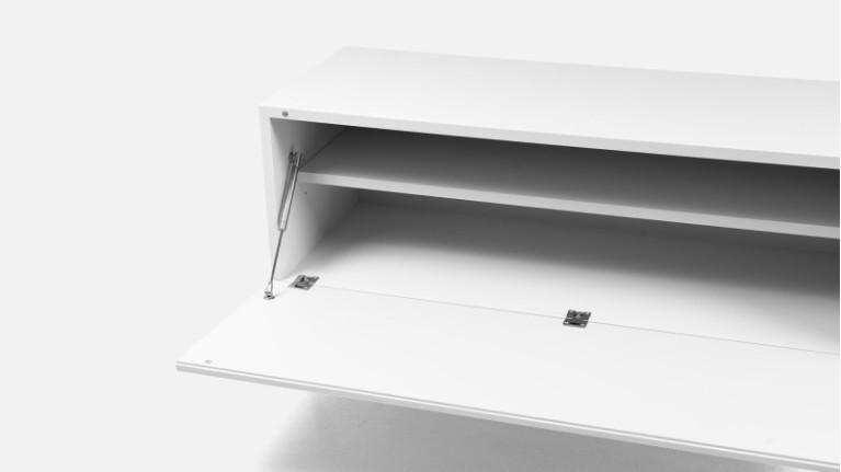 White lacquered TV stand with 2 doors in Japandi design, ORIGAMI