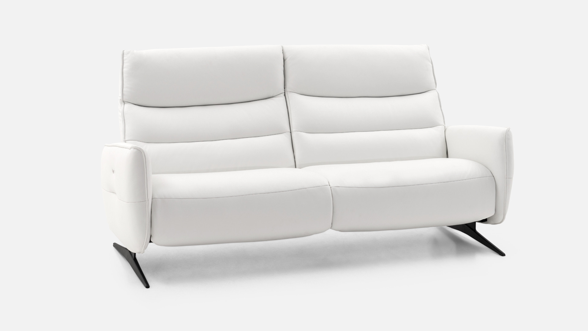 ZEUS white leather 3-seater electric recliner sofa