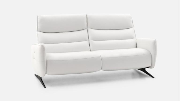 ZEUS white leather 3-seater electric recliner sofa