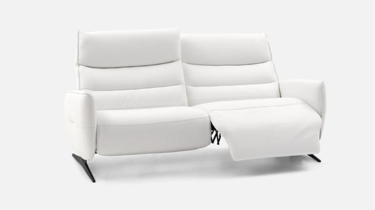 ZEUS 3-seater white leather manual recliner sofa