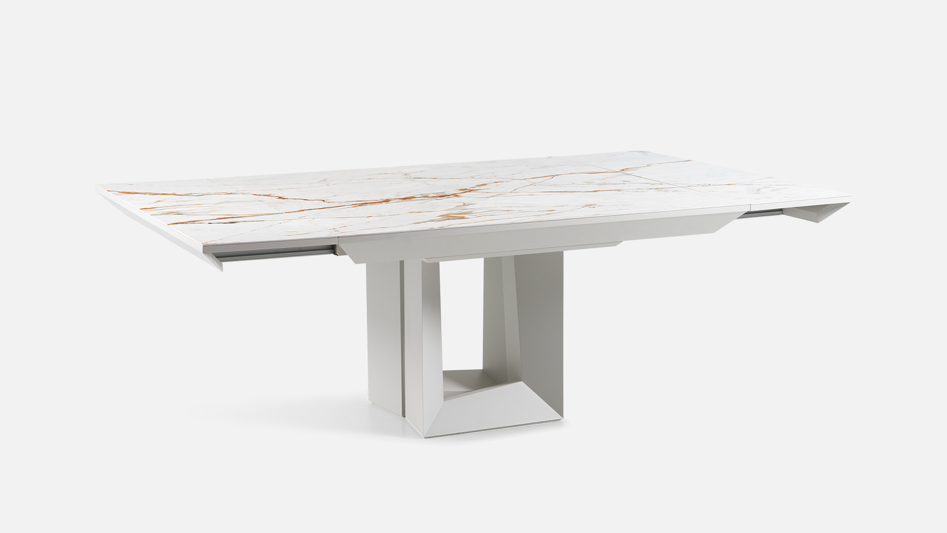 ORIGAMI white marble-effect extendable dining table