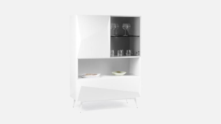 Tall unit in high-gloss white lacquer ORIGAMI