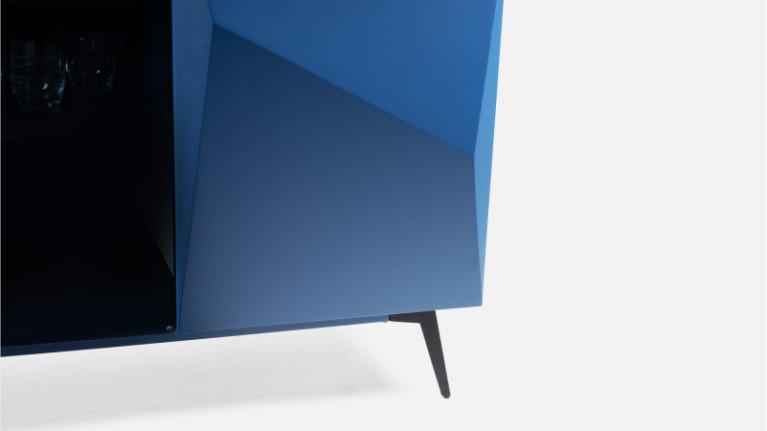 Tall unit in blue matte lacquer ORIGAMI | Minimalist design