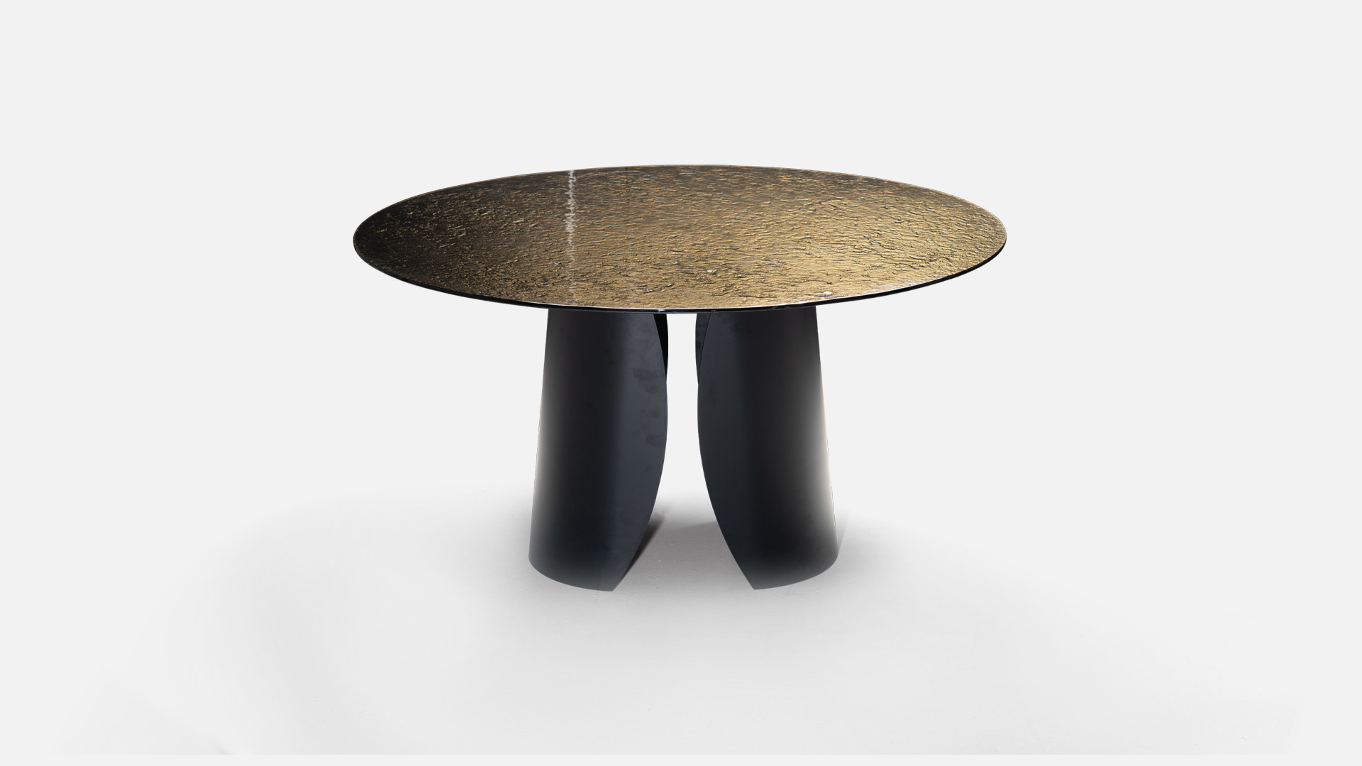 Table de repas ronde avec plateau dorée OTTO