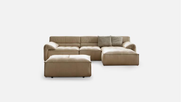 VOLA modular corner sofa in beige leather | Generous dimensions