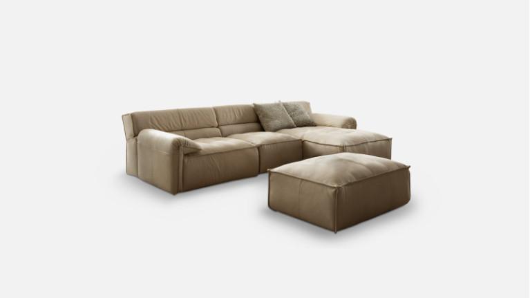 VOLA modular corner sofa in beige leather | Generous dimensions
