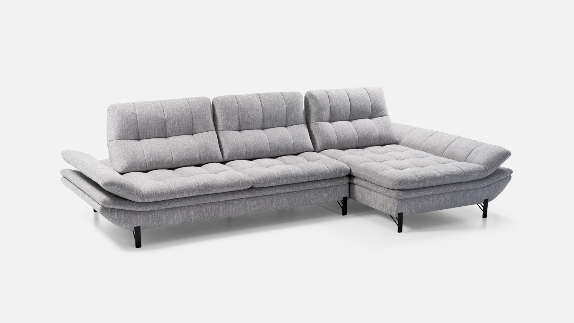 WAFFLE grey fabric corner sofa