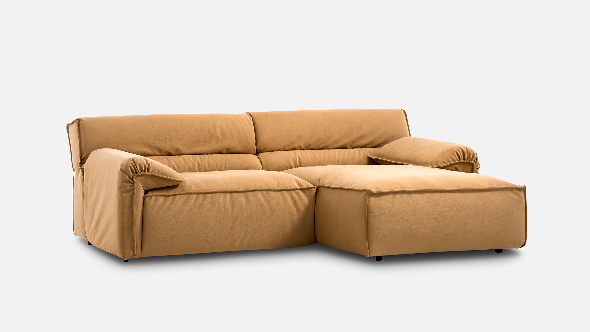 VOLA corner sofa chaise longue in brown nubuck-effect fabric