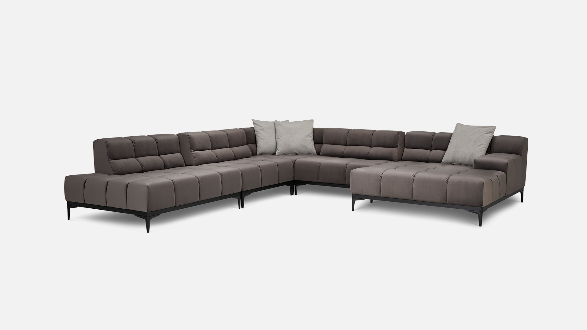 Very large panoramic modular corner sofa in gray fabric and contemporary style OASIS