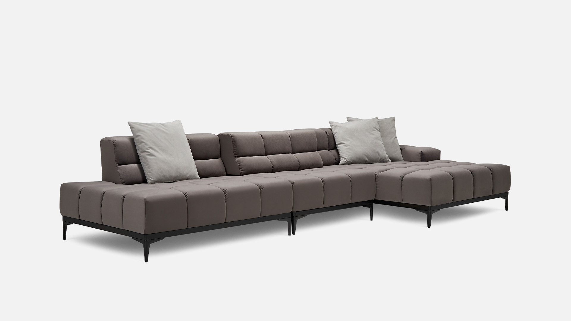 Modular corner sofa chaise longue in grey fabric and contemporary style OASIS