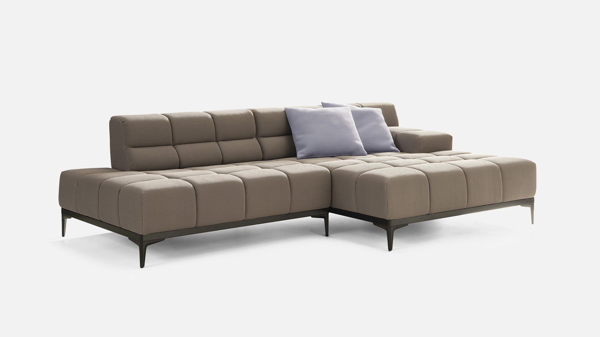 Modular corner sofa chaise longue in beige fabric OASIS