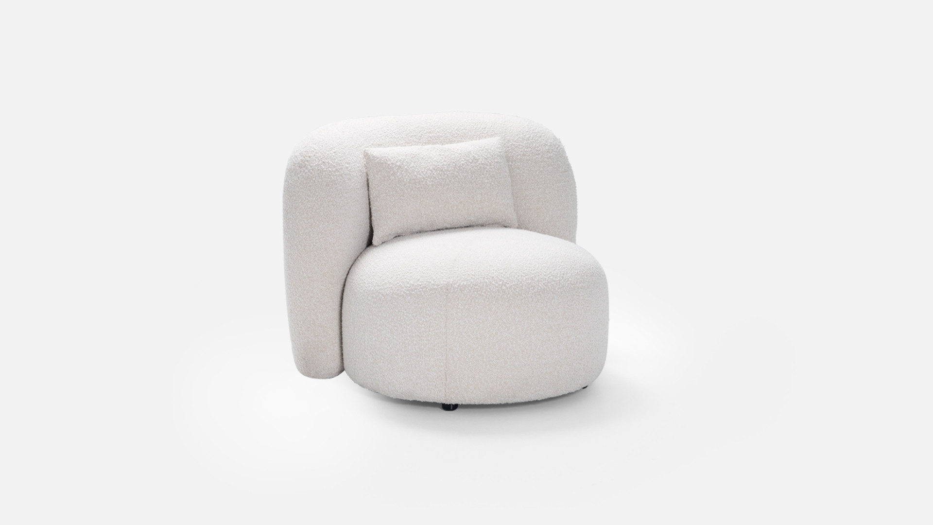 Beige curly fabric armchair MOLLIS
