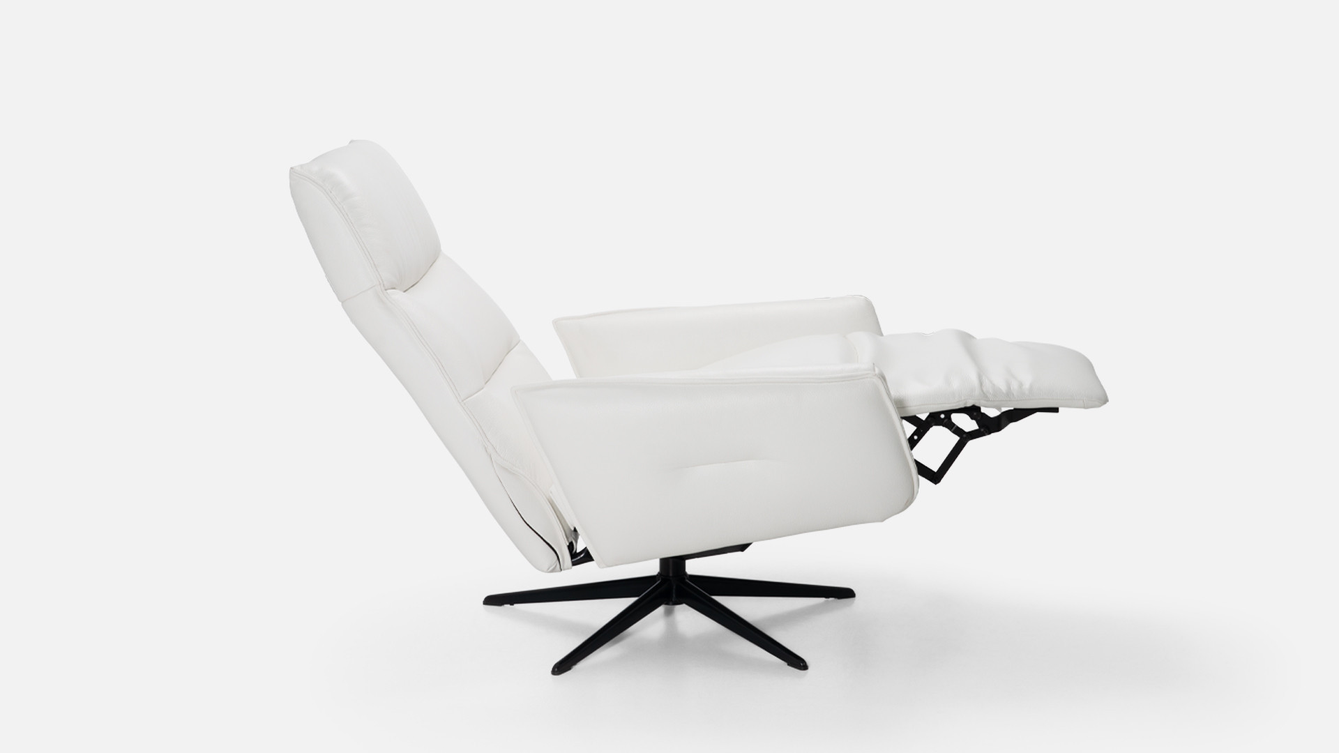 APOLLON white leather manual swivel recliner