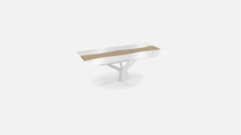 Extensible table RACINE | Scratch-resistant ceramic and oak central insert
