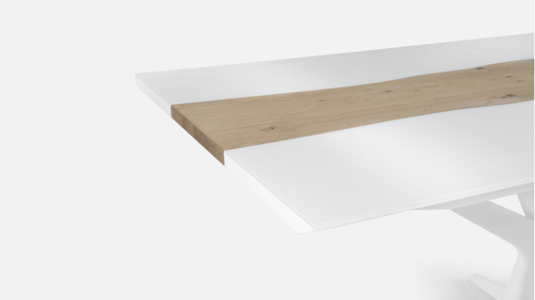 Extensible table RACINE | Scratch-resistant ceramic and oak central insert