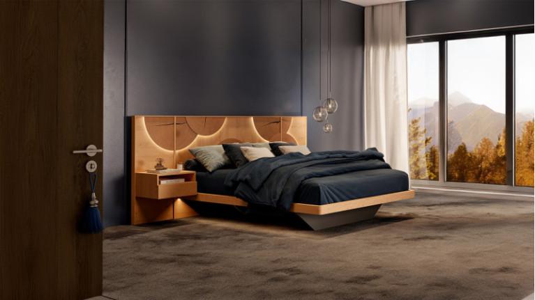 EQUINOXE bed set with adjoining bedside tables | Design bedroom