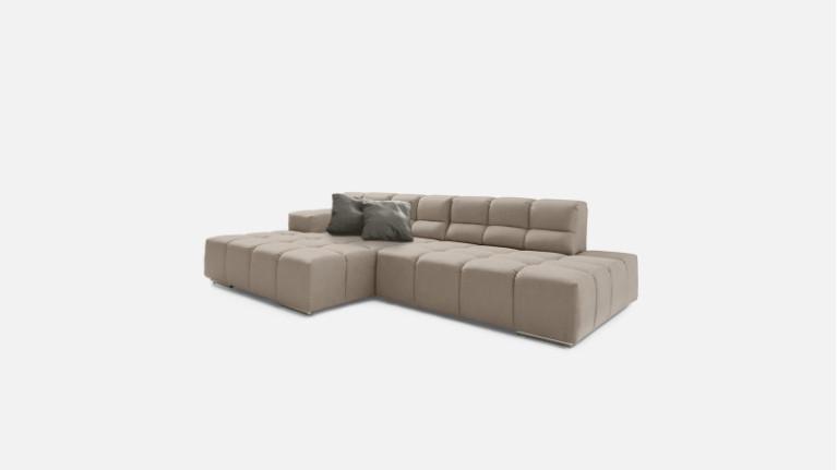 Sofa chaise longue TEMPLE | with adjustable seat depth