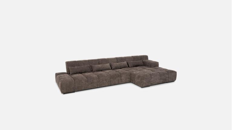 Sofa corner chaise longue TEMPLE | With adjustable seat depth