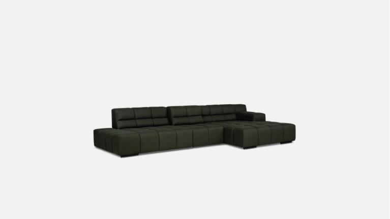 Sofa corner chaise longue TEMPLE | With adjustable seat depth
