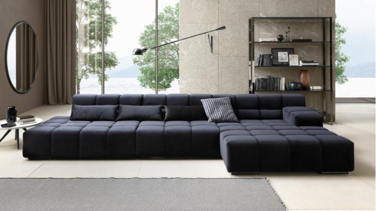 Sofa corner chaise longue TEMPLE | With adjustable seat depth