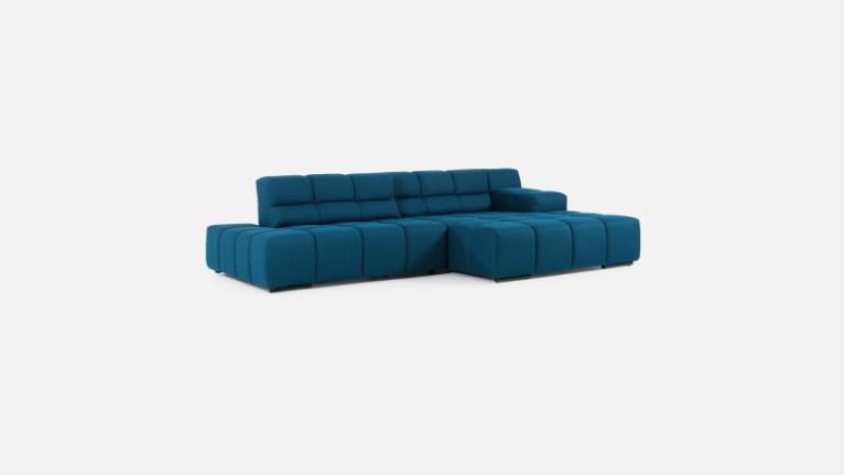 Sofa corner chaise longue TEMPLE | With adjustable seat depth