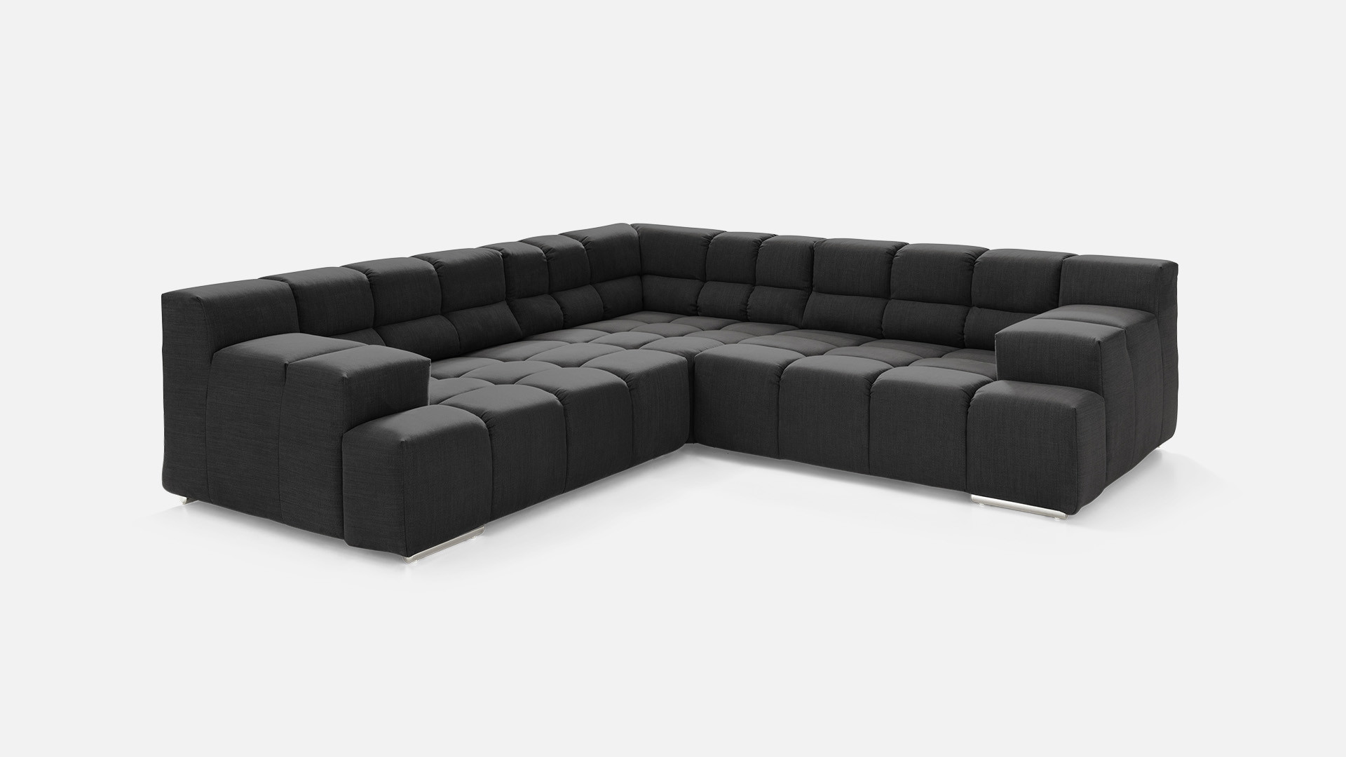 TEMPLE grey fabric corner sofa