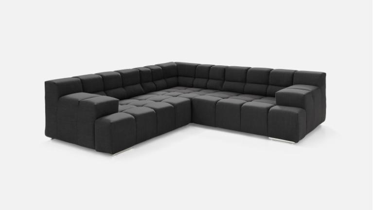 TEMPLE grey fabric corner sofa