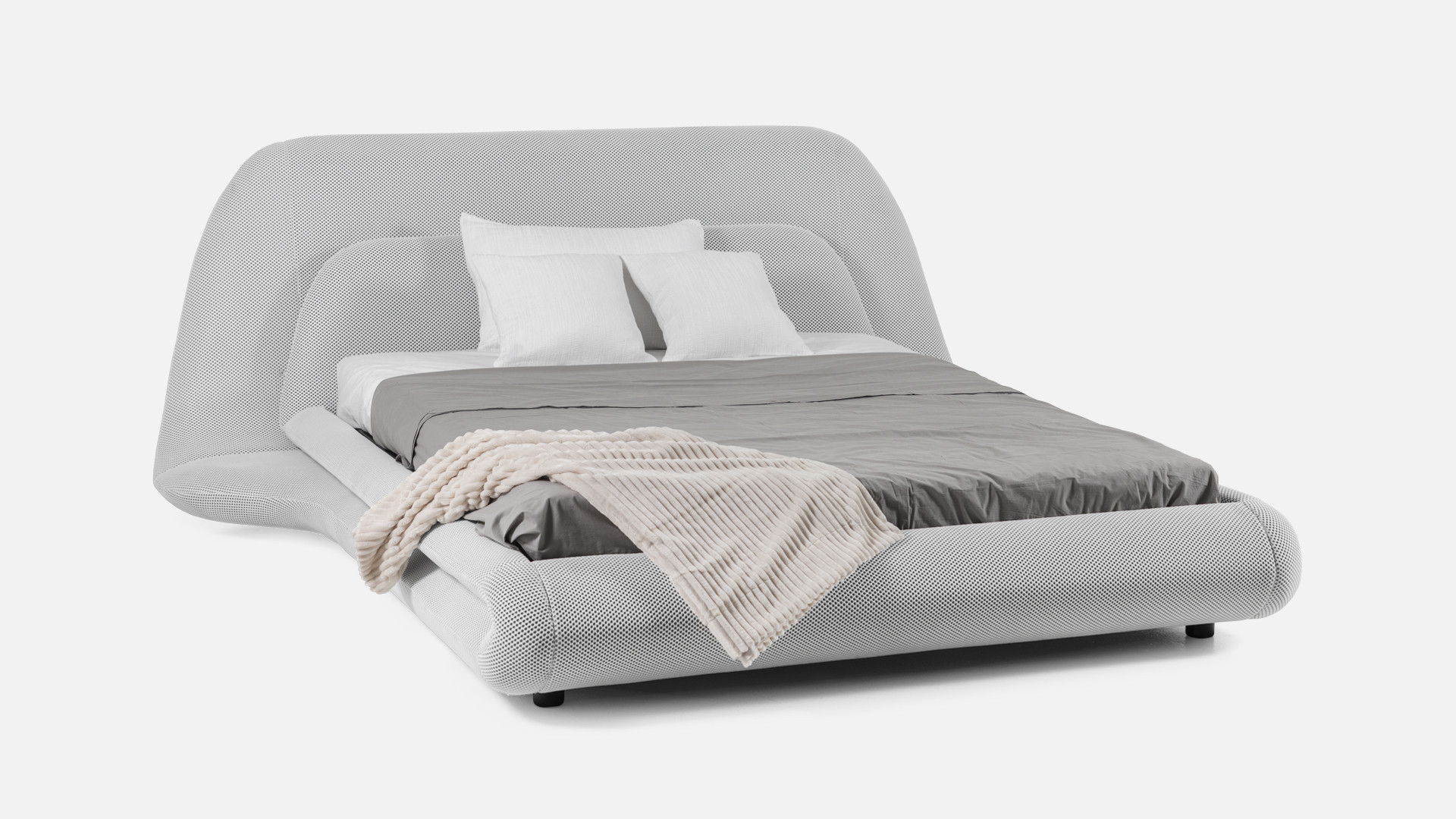 Lit en tissu 3D blanc CLOUD