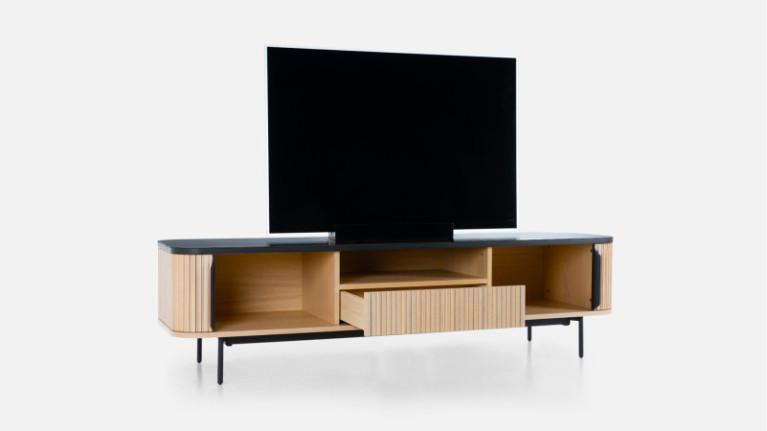 Light wood tv stand with 2 sliding doors CANNELE